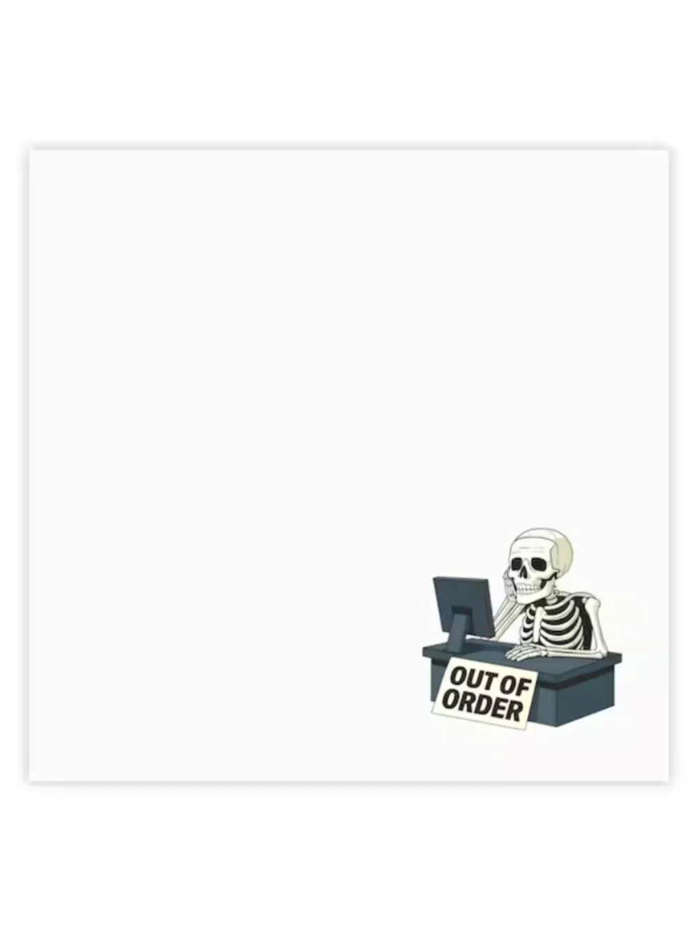 Out of Order Skeleton Work Humor Post-it Note Pads, Funny Office Sticky Notes